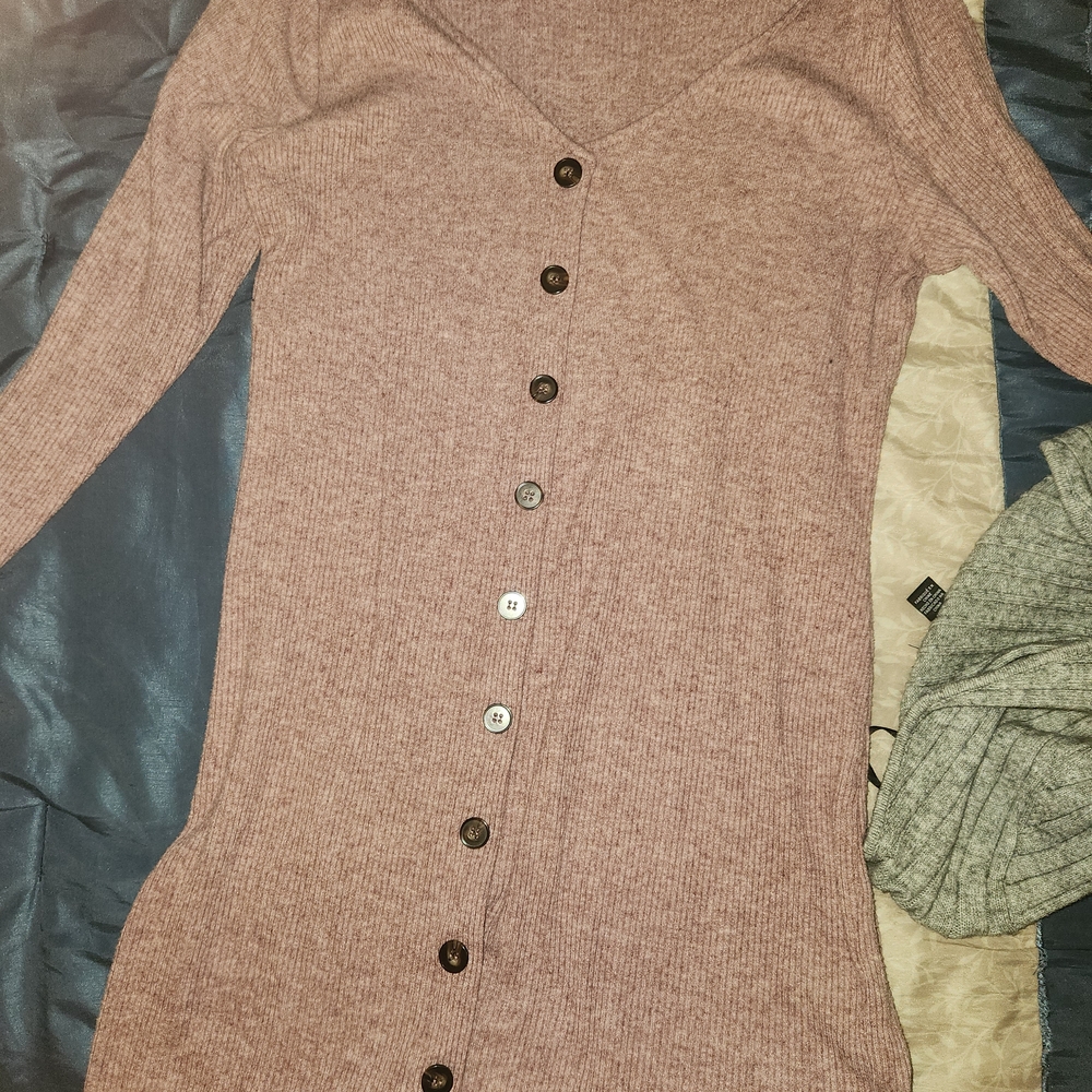 Forever 21 Mauve Button-Up Sweater